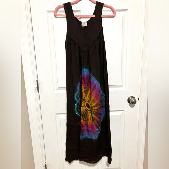 *🧡3/20$*Vintage Brown Maxi Sundress with Tie Dye Swirl - Picture 4 of 5